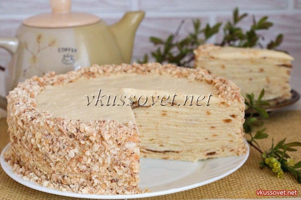 Торт «Наполеон» на сковороде с заварным кремом. Рецепт с фото