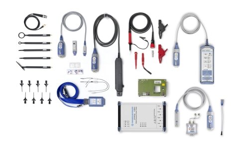           Сегодня мы поговорим о такой важной теме в осциллографии, как измерительные пробники. Обсудим назначение этих устройств, разновидности и различия между ними, а также критерии их выбора. 
Пробник-это устройство, которое обеспечивает электрическое соединение контрольной точки со входом осциллографа. 
Он необходим практически повсеместно при осциллографических измерениях, так как в подавляющем числе случаев соединение между контрольной точкой и входом осциллографа невозможно обеспечить с помощью иных соединительных устройств, таких, например, как специализированная кабельная сборка.
Таким образом, пробник является неотъемлемой частью измерительного тракта осциллографа и его характеристики также критически важны для достоверности измерений, как и любые другие части тракта измерений. По этой причине к выбору пробников и вопросу их корректного использования необходимо подходить также тщательно, как и к выбору основного измерительного устройства-осциллографа.

                  Для подтверждения этого важного утверждения проведём наглядный эксперимент. Для его проведения мы будем использовать один из осциллографов R&S RTM3000. Этот осциллограф оснащён встроенным генератором специальных форм, который мы будем использовать при демонстрации. Кроме того, этот осциллограф обладает высокой вертикальной чувствительностью. В данном случае-это очень важно, так как будут фиксироваться сигналы в диапазоне нескольких мВ. Стандартный пробник для этой модели осциллографа имеет в комплектации специальную насадку для BNC подключения, что так же облегчит проведение эксперимента.

Демонстрация 1.
Через специальный разветвитель подключим к выходу встроенного генератора канал 1 и канал 2 осциллографа.
Канал 1 подключён ко входу осциллографа с помощью специализированной кабельной сборки.
А канал 2 с помощью стандартного измерительного пробника напряжения.
Подадим с генератора синусоидальный сигнал минимально возможной амплитуды 10 мВ.
Установим одинаковую цену деления по вертикальной шкале для обоих каналов.