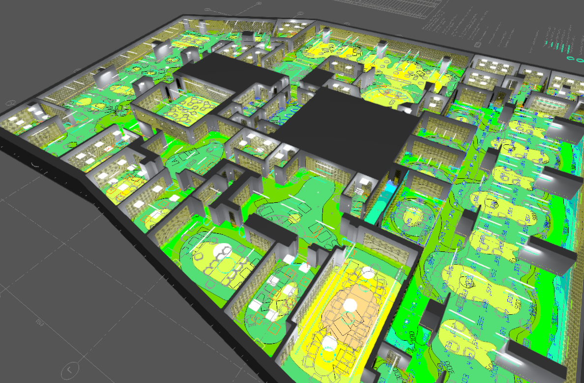 Расчёт освещенности проекта офиса.