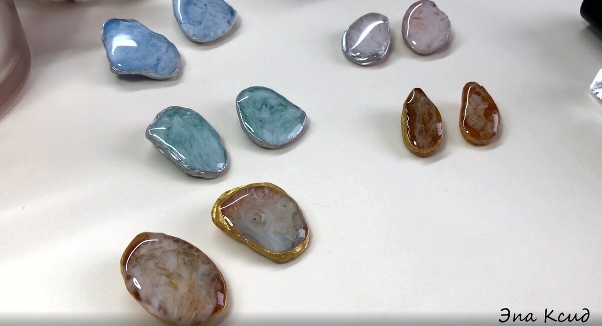 Серьги "Геоды" из эпоксидки
