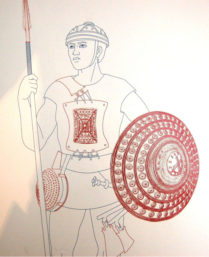 Современная реконструкция внешнего вида воина-этруска по находкам в Тарквинии. Альтес-музей, Берлин