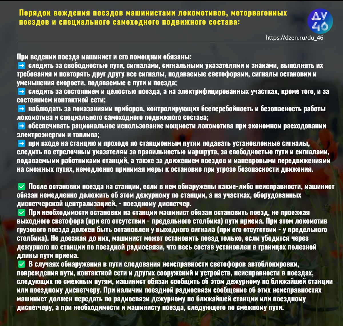 Шпаргалка ПТЭ: неисправности тягового и самоходного подвижного состава,  порядок вождения поездов | ДУ-46 | журнал железнодорожника | Дзен