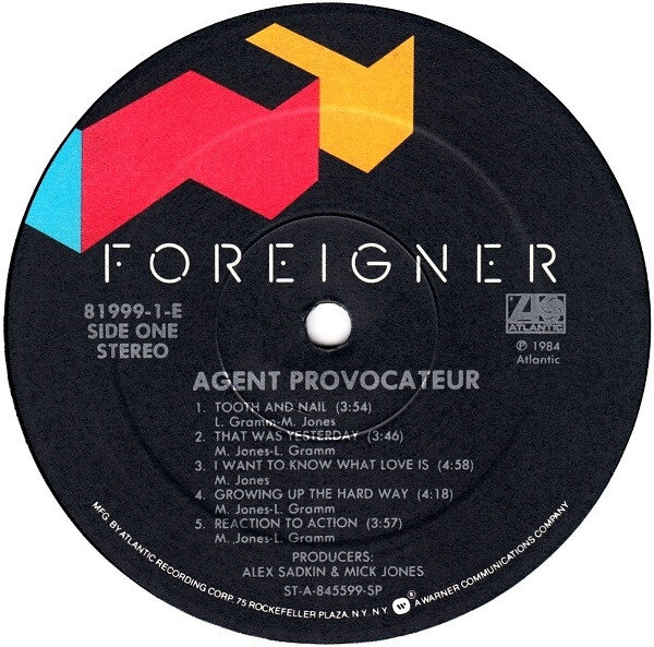 Foreigner agent. Foreigner agent Provocateur 1984.