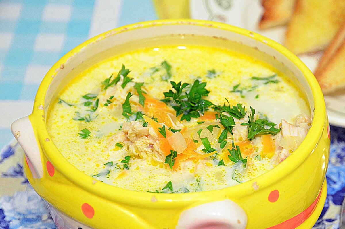 Сливочный суп с грибами и плавленным сыром — рецепт с фото | Рецепт | Суп, Еда, Кулинария