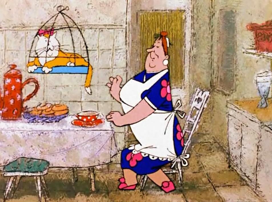 - А мы тут плюшками балуемся!    (Кадр из м/ф «Малыш и Карлсон»)