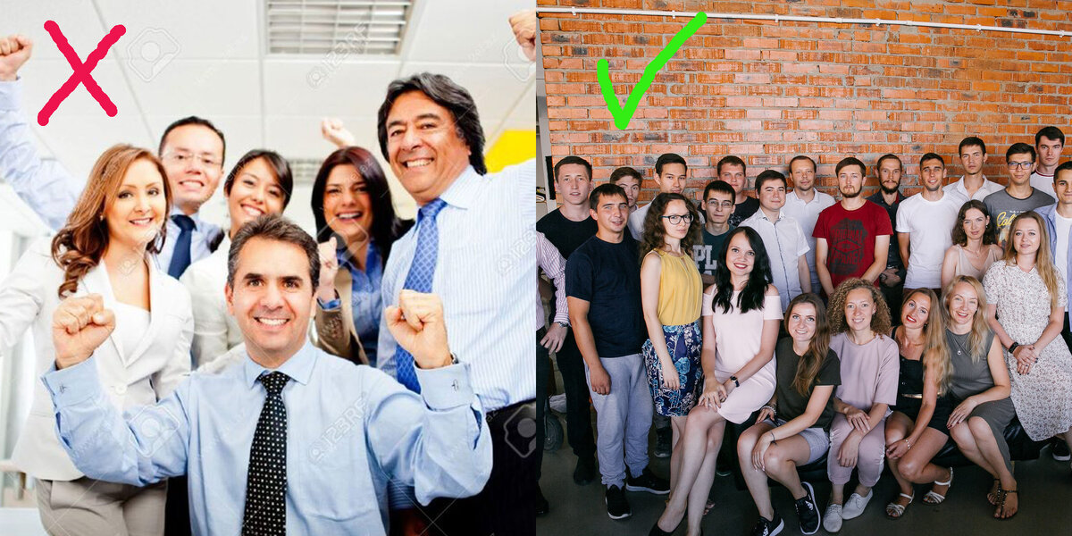 Не стоит увлекаться стоковыми фото, их видно сразу