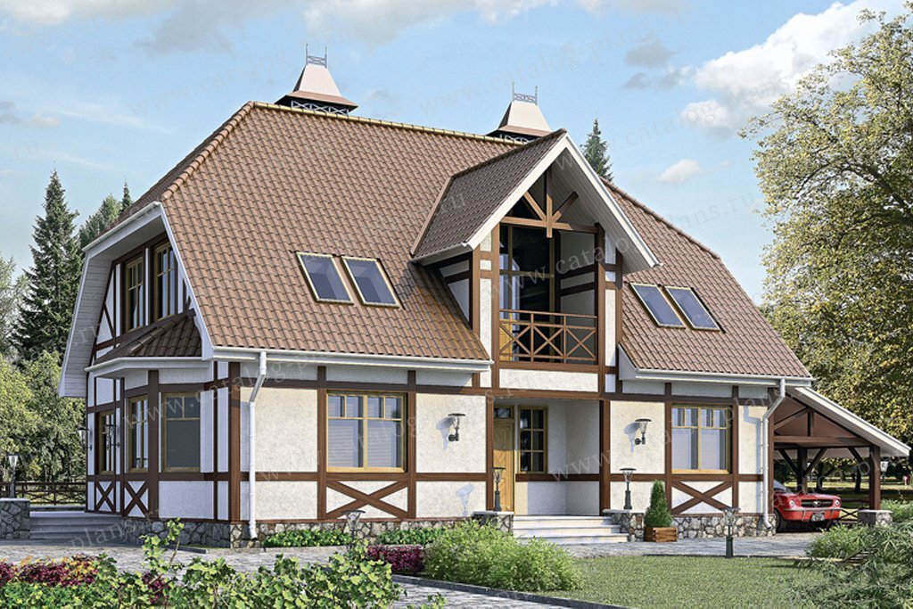 51-75 - Проект двухэтажного дома из газобетона с террасой