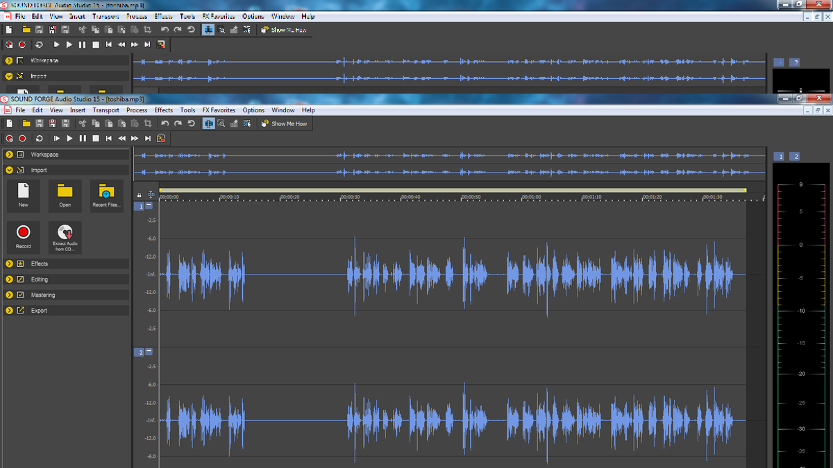 интерфейс программы Sound Forge