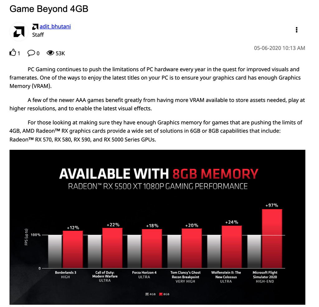 AMD больше не считает, что 4 ГБ видеопамяти мало, а может и считает |  OCClub - новости IT и обзоры | Дзен