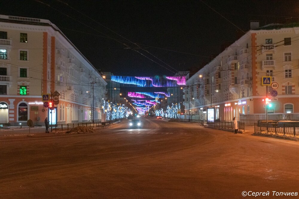 Мурманск Полярная ночь полдень