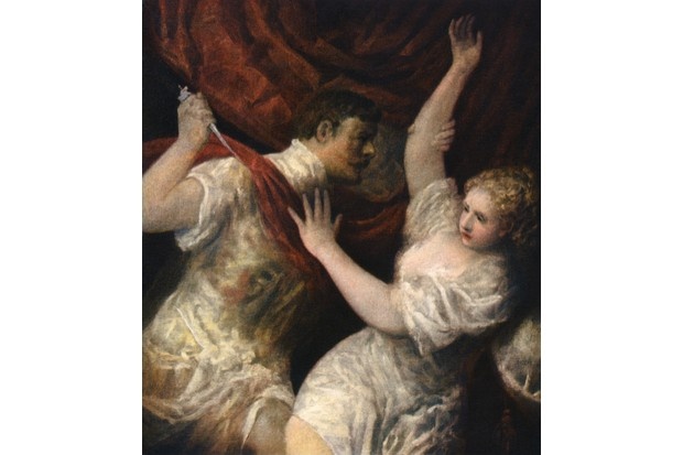   «Лукреция и Тарквиний», c1560s.  Фрагмент из работы Тициана, Ханс Титзе, Phaidon Press, Вена, 1937 год. Находится в Академии Австрии в Австрии.  (Фото коллекционера) 