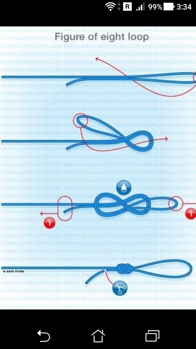 фото рисунок восьмой петля, рыболовный узел