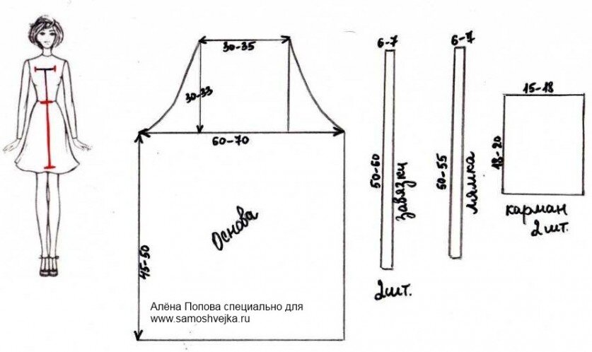 Как сшить фартук: выкройка без нагрудника для кухни, разные модели