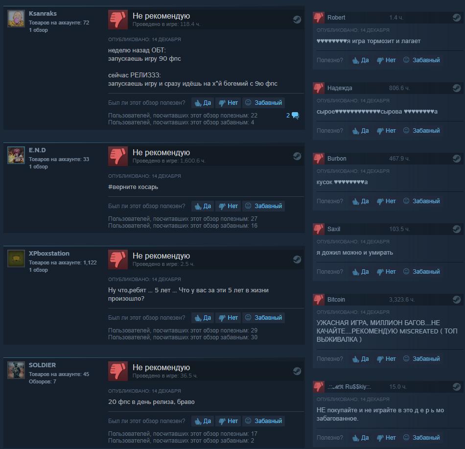 Отзывы в Steam