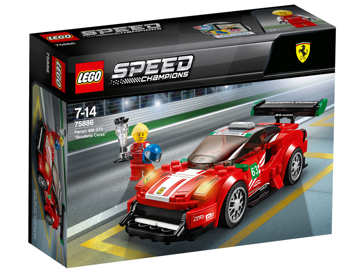 Лицевая сторона изображает Ferrari 488 GT3 на стартовой позиции гоночной трассы