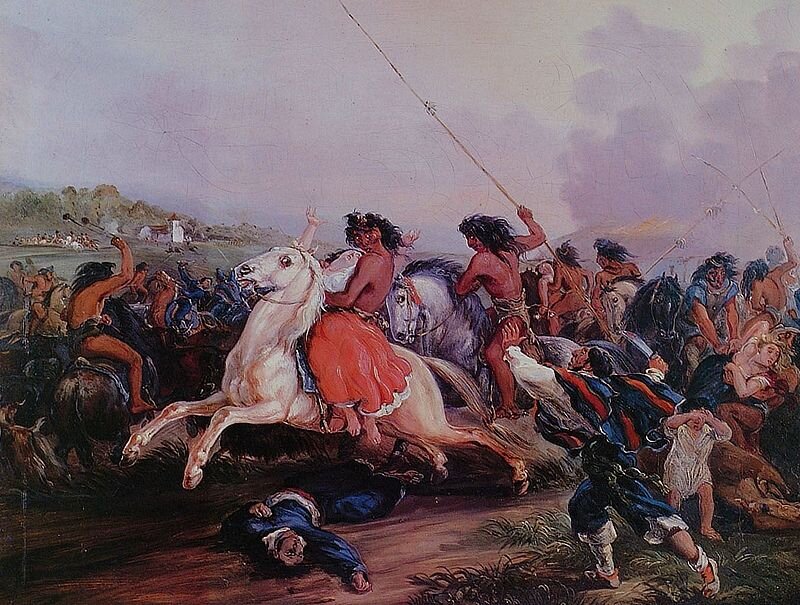 Нападение индейцев (1845). Картина художника Маурисио Ругендаса.