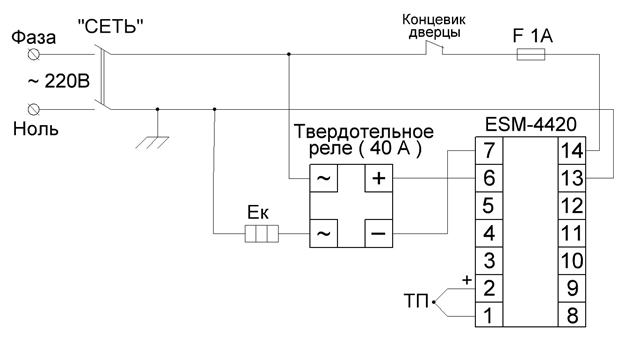 Принципиальная схема муфельной печи после переделки