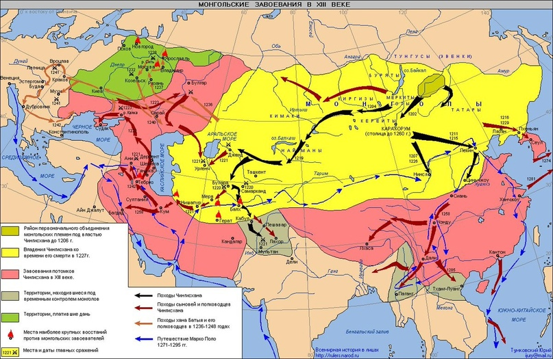 Монгольская империя в своих максимальных размерах.