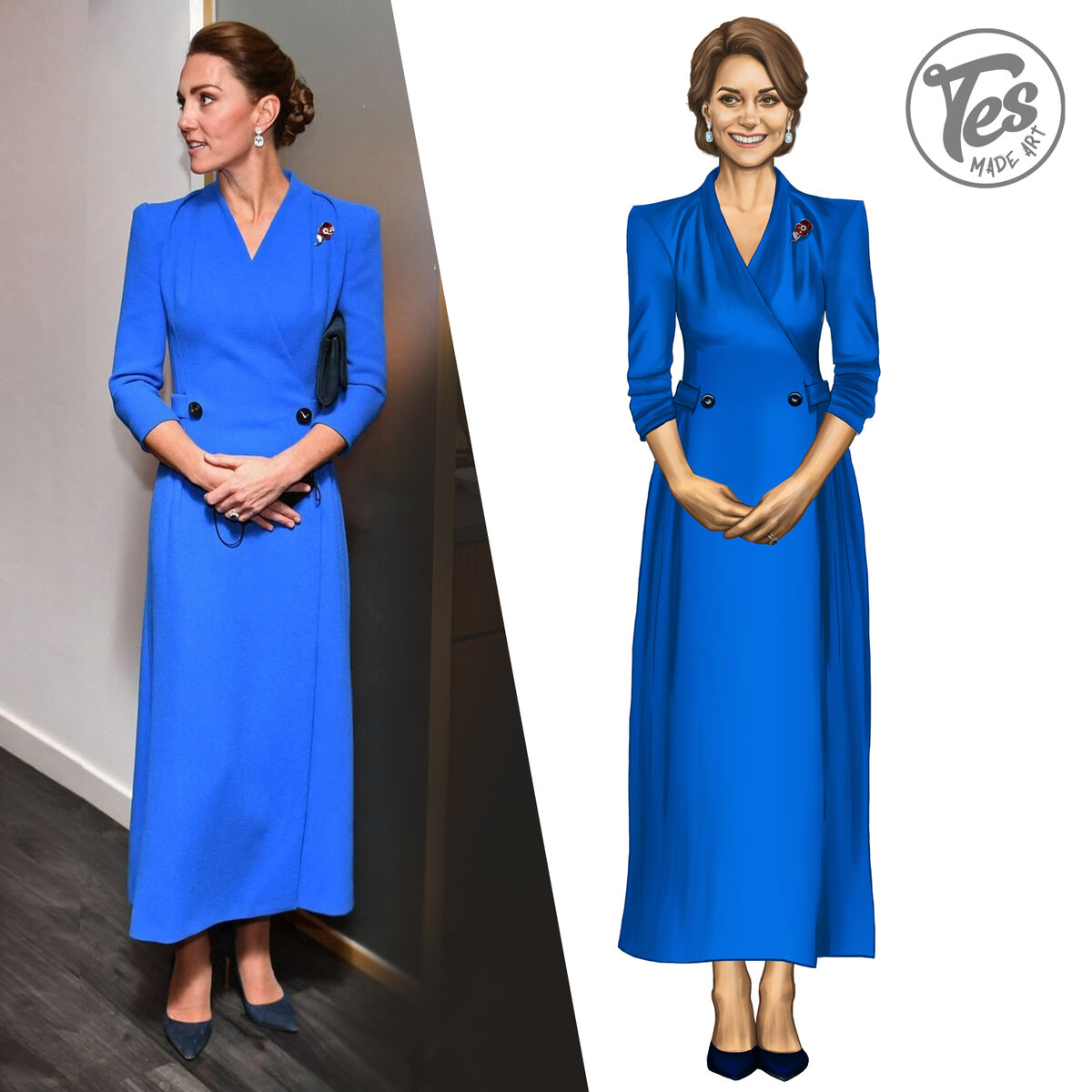 Бумажная кукла герцогиня Кейт Миддлтон. Автор tesmade.art