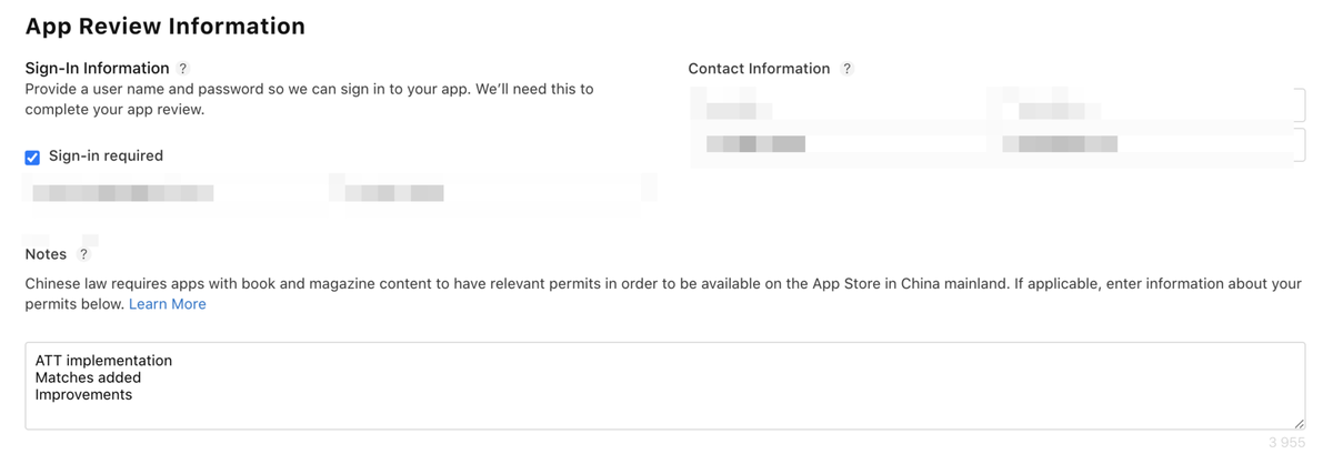 App Review Information