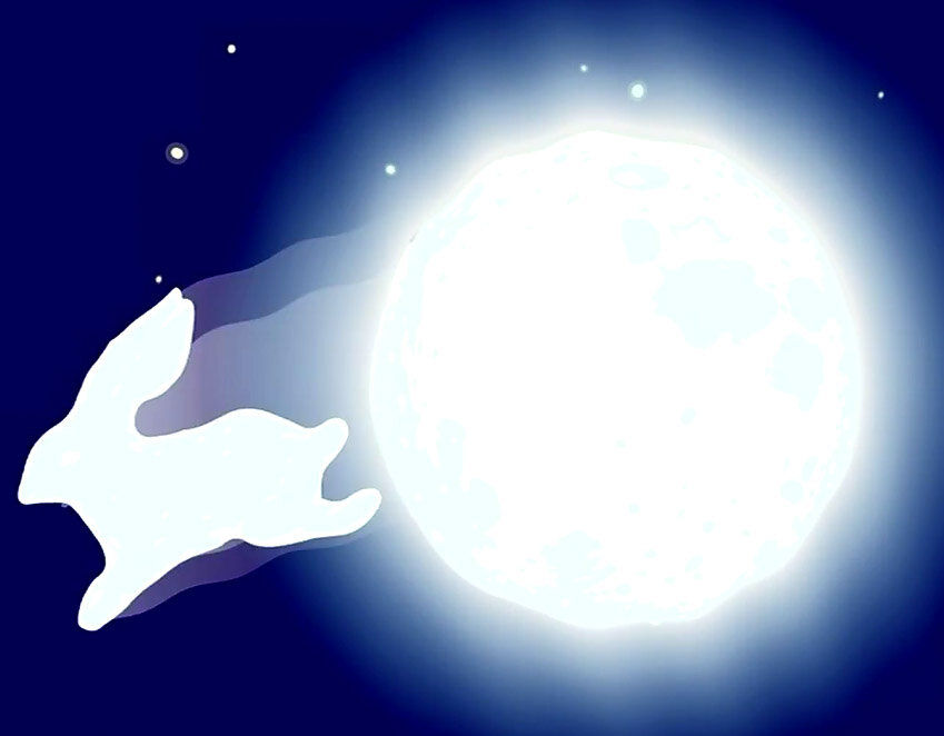 спящий зайчик на луне. смешарики лунный заяц часть 2. лунный заяц. кролик на фоне луны. собакин лунная сказка.