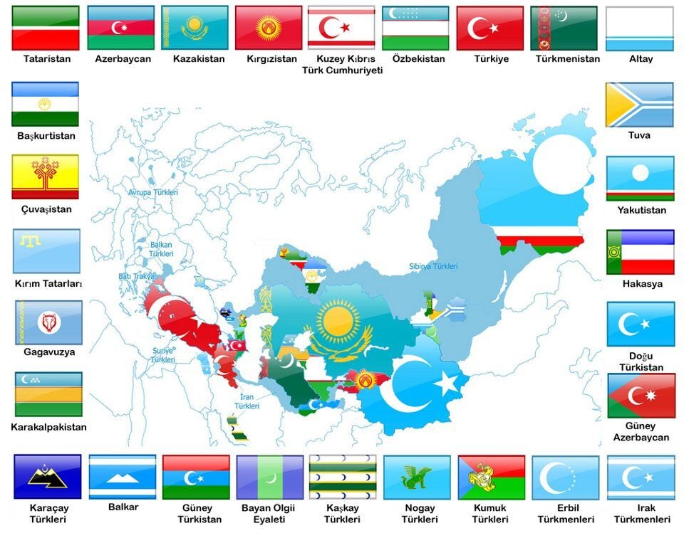 Карта турецких пантюркистов. Фото из открытых источников сети Интернета.