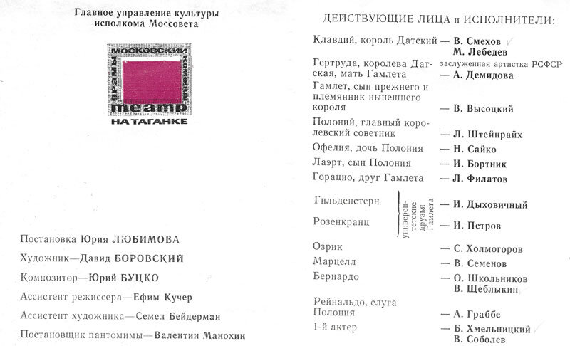 
Фрагмент театральной программки из архива автора.

