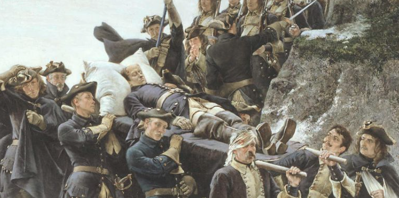 Национальный музей Швеции. Картина Густава Седерстрёма. Перенесение тела Карла XII через норвежскую границу, вариант 1884 г.