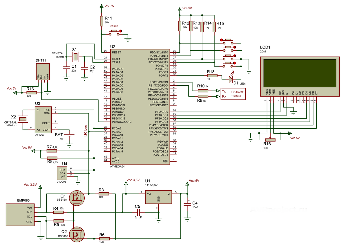 Схема на микроконтроллере atmega8