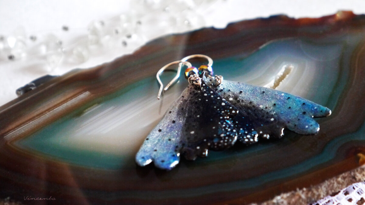 Серёжечки с крыльями Туманной феи, legendavincento, ручная работа.