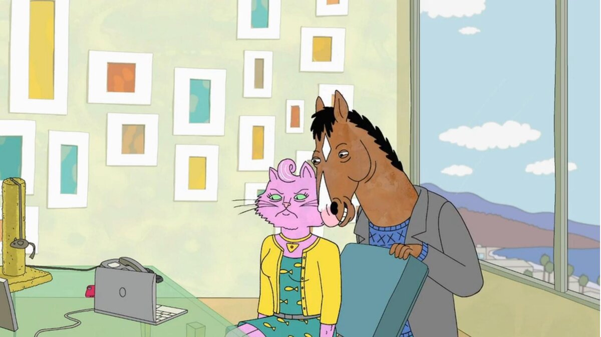 Конь БоДжек (справа, очевидно) и Принцесса Кэролин