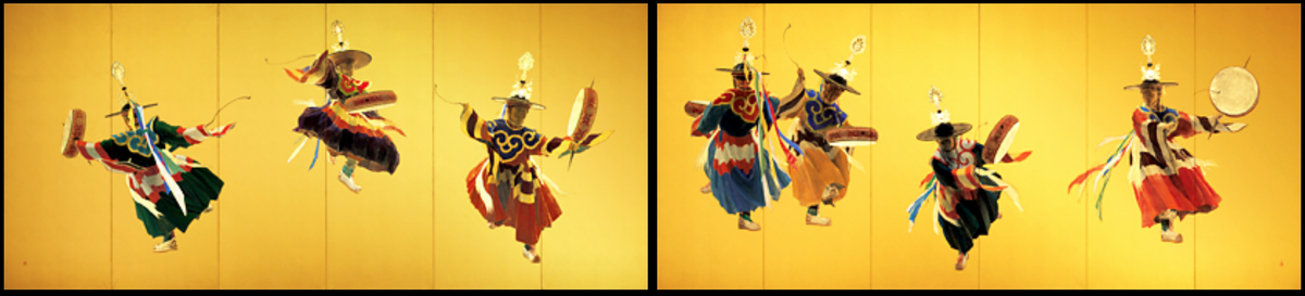 Mari Hirako, "The Black Hat Dance", 2000 (166.7 x 373.4 cm）