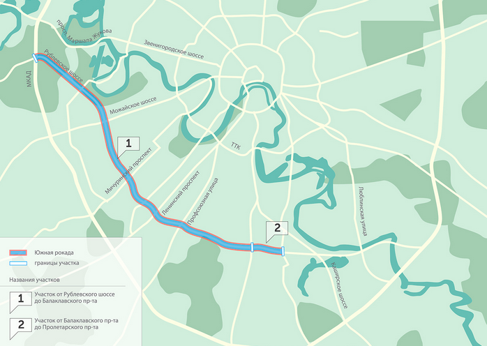 Южная рокада на карте москвы подробная схема