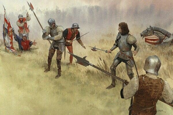 Считается, что короля порешали алебардьеры. Иллюстратор: Graham Turner