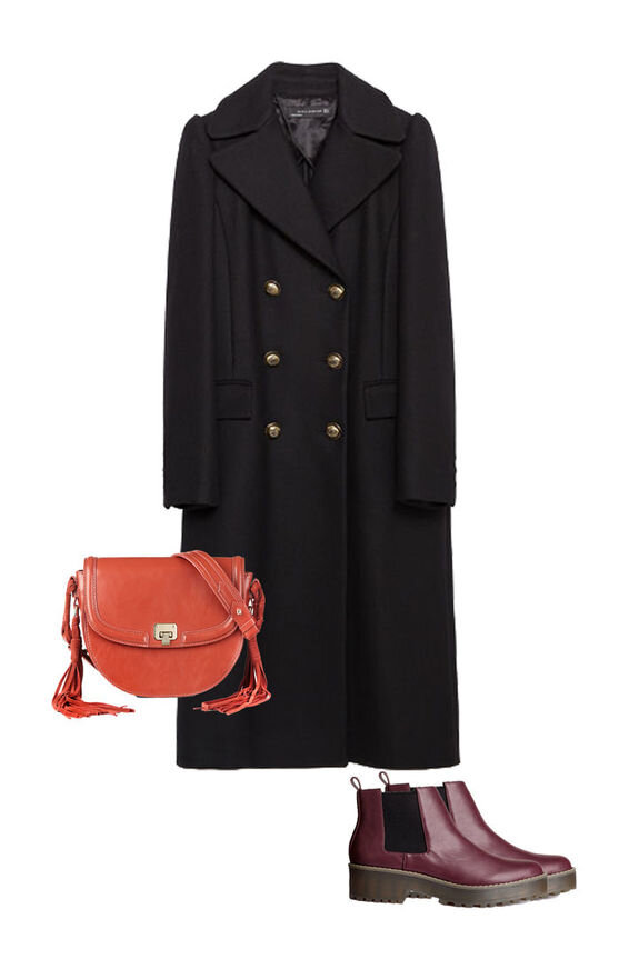  Пальто: Saint Laurent - Zara, сумка: Chloe - Mango, ботинки: Acne Studios - H&M