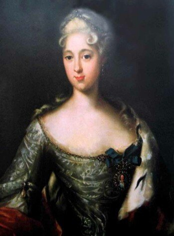 Портрет Марии Меншиковой (старшей дочери А.Д. Меншикова, невесты Петра II). Худ. И.Г. Таннауэр. 1722—1723 гг.