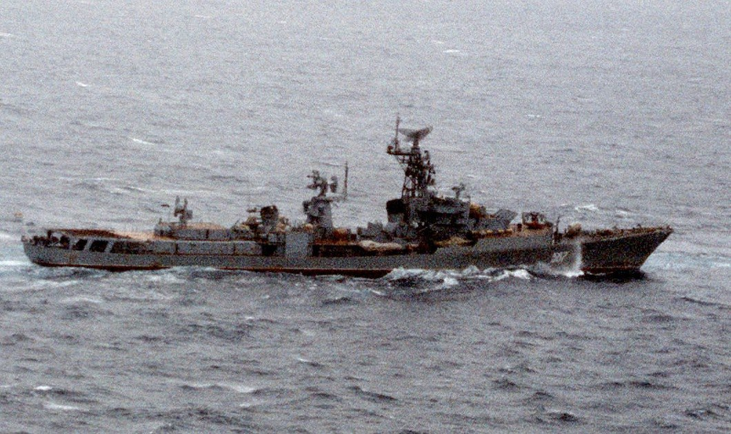 Большой ракетный корабль «Гневный» на Тихом океане. 