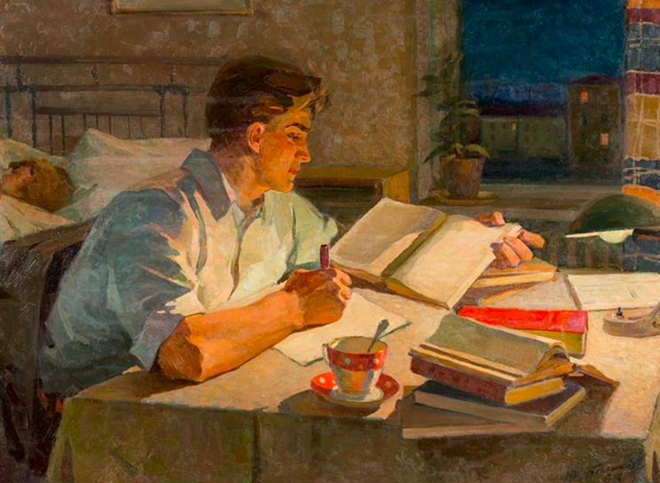 "Заочник", 1963. Холст-масло. 100х135 см. Ю.Е. Беликов