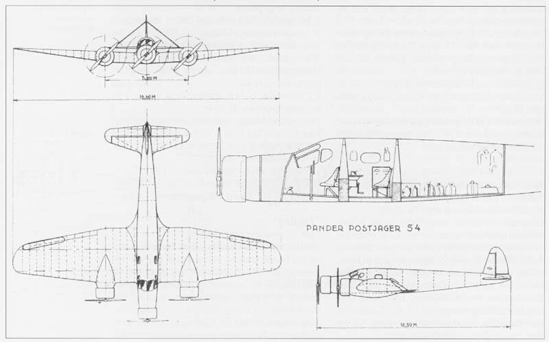 Pander S-4 Postjäger. Проекции. Фото: modelbrouwers.nl
