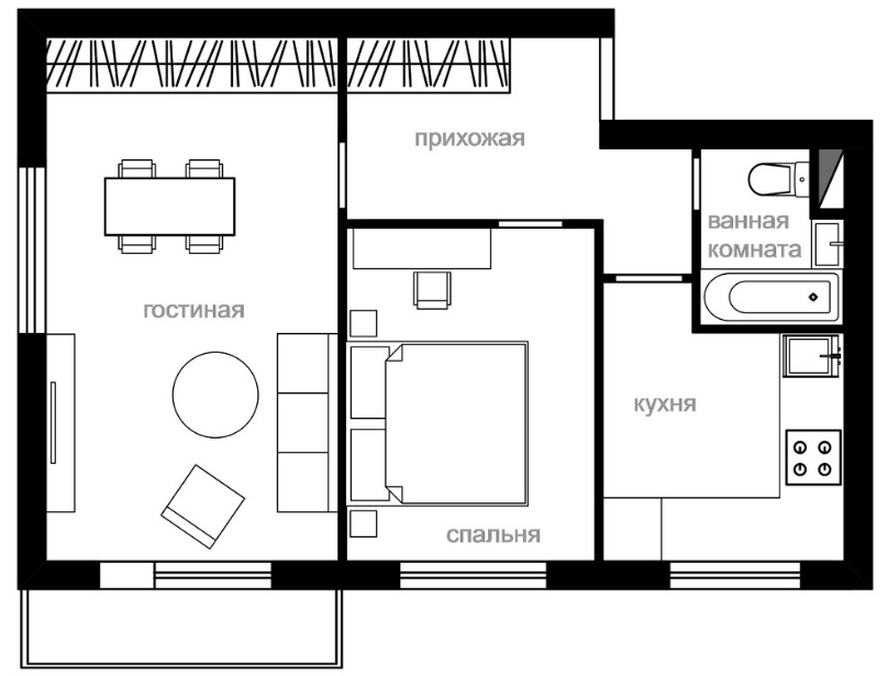 Схема хрущевки 2 комнаты