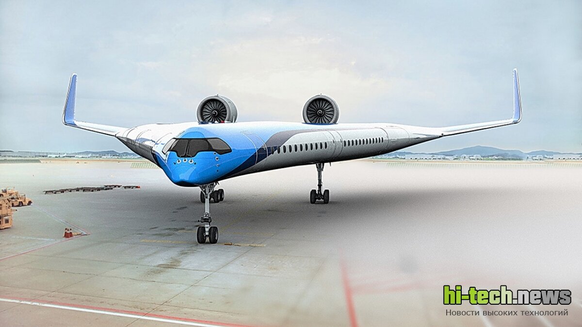                                          Самолёт Flying-V, пока позирует.   Рисунок: hi-tech.news