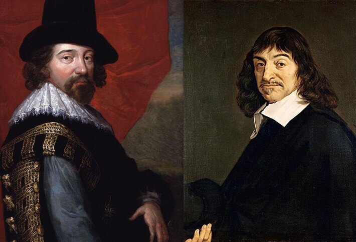 Слева — Ф.Бэкон, Справа — Р.Декарт