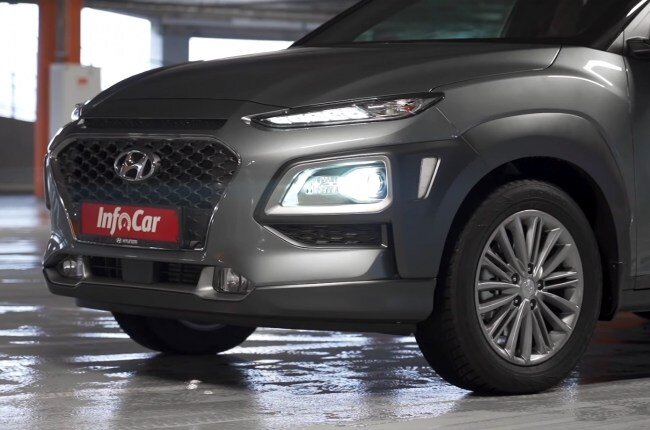 Hyundai Kona решётка радиатора и оптика
