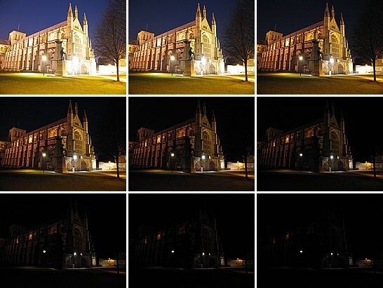 Запоминаем закономерность: при условии неизменных параметров съемки, чем больше выдержка, тем фотография получится светлее; если сократить выдержку, фотография получится темнее. Поэтому в темных помещениях приходится выставлять большую выдержку, а в яркий солнечный день – короткую.Примеры фотографий с разными значениями выдержки и изменением при этом яркости фотографий иллюстрирует картинка ниже.