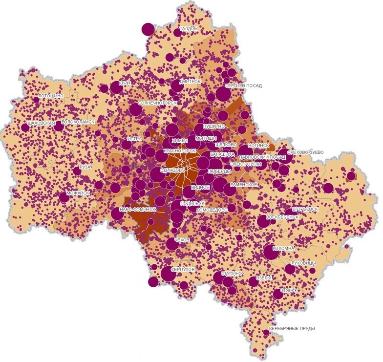 Тепловая карта плотности населения