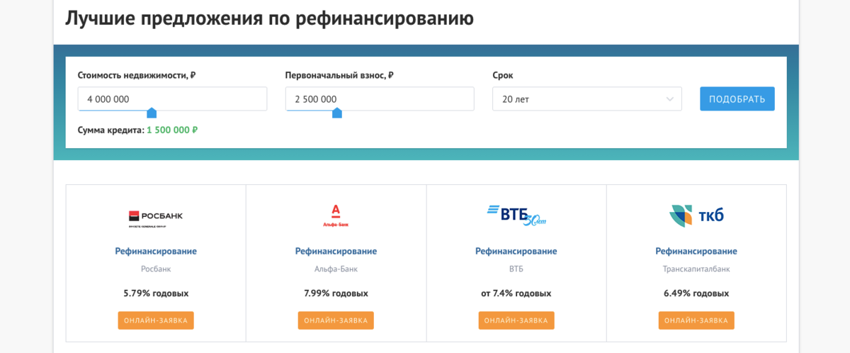 Лучшие предложения по рефинансированию на сайте banki.ru