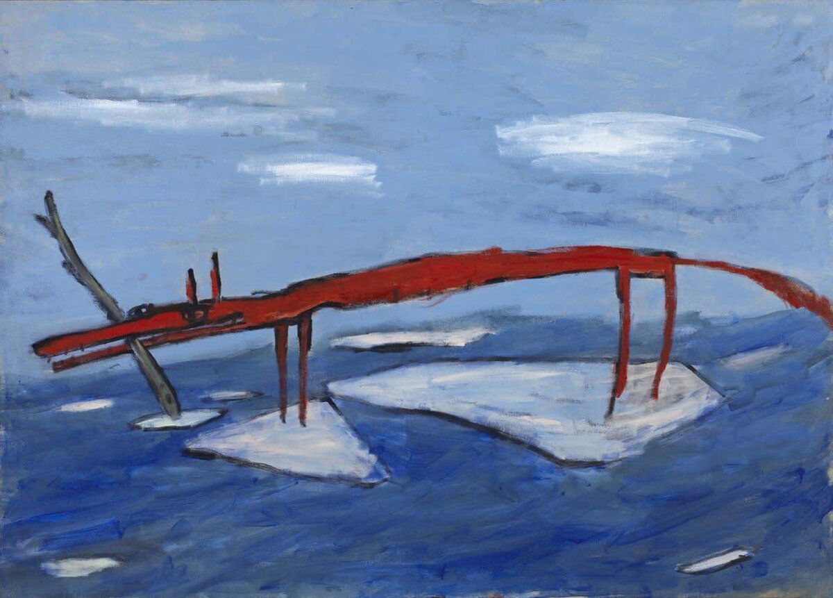 Лиса на льдине. автор - Инал Савченков.