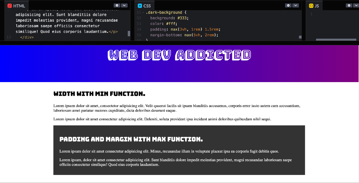 Padding и margin с помощью функции max