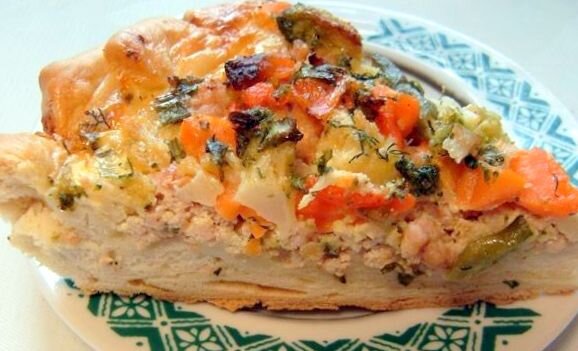 Открытый пирог с мясом и овощами - вкусно и сытно