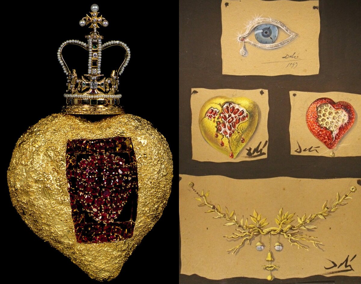 “Бьющееся сердце” и эскизы ювелирных объектов Сальвадора Дали